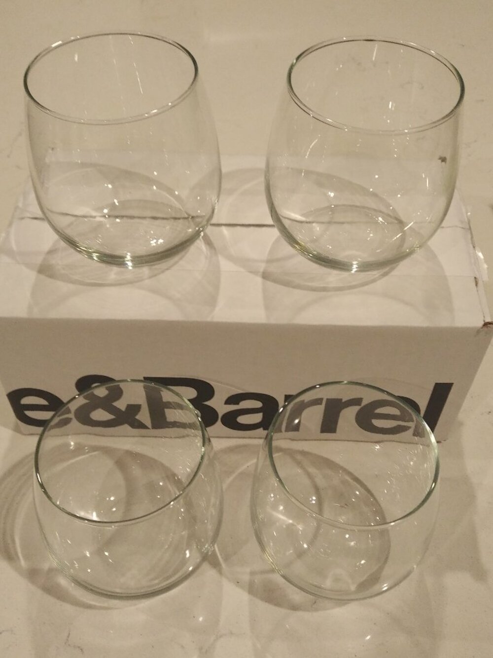Crate & Barrel Stemless Wine Glasses - Never Used - Set Of Four